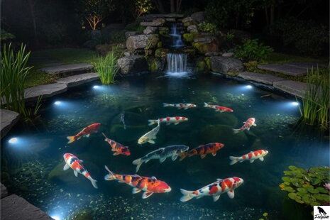 Osvetlenie záhradného jazierka